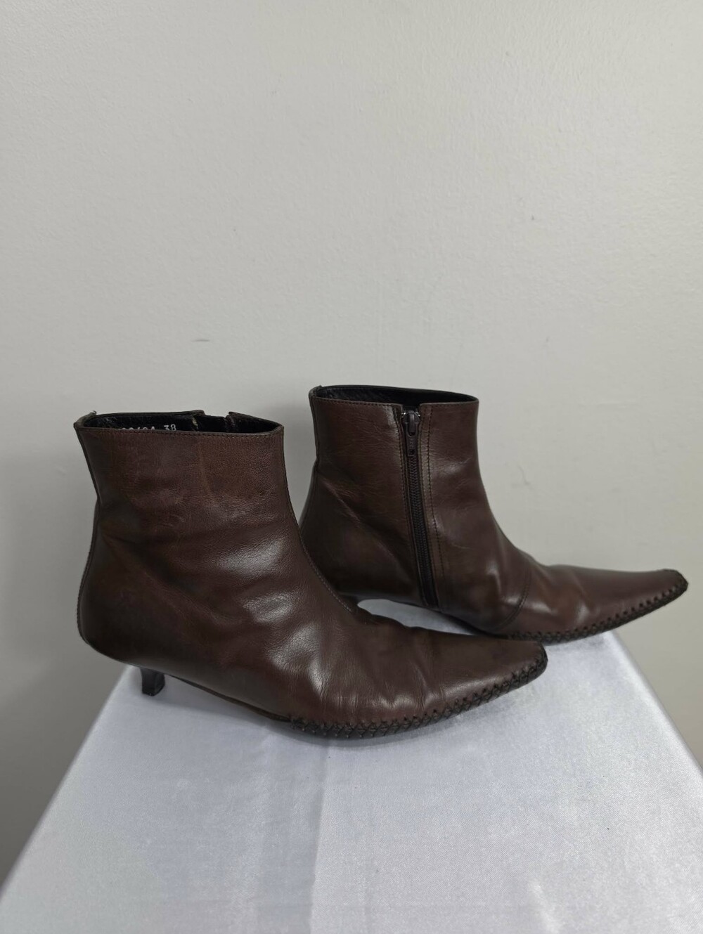 Patrick Cox Wannabi Dark Brown Leather Pointed Toe Ankle Boots